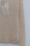 SWAYING 24 Autumn and Winter Silk Cashmere Striped Henry Fir SW-SW24AW1T58-BAI White